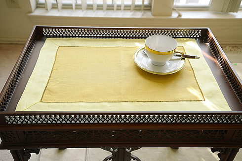 Multicolor Hemstitch Placemat 14"x20". Honey Gold & Yellow color - Click Image to Close